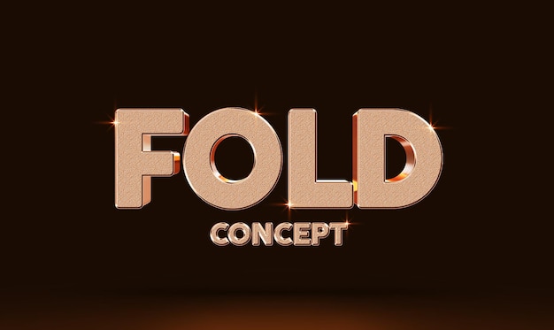 Fold concept 3d text style effect mockup template