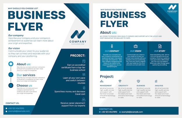 Free PSD foldable business flyer template psd in blue modern design