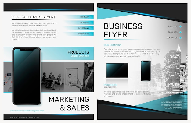 Free PSD foldable business flyer template psd in modern design