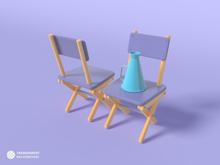 免費 PSD 折叠式椅子图标 孤立的3d染插图
