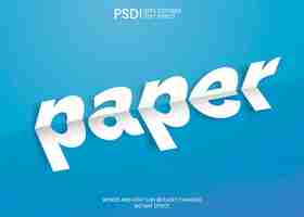 Free PSD folded white paper text effect on blue background