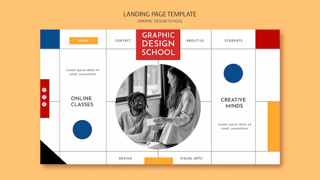 Free PSD follow the graphic design course landing page