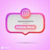 PSD gratuito seguiteci su instagram social media 3d render banner