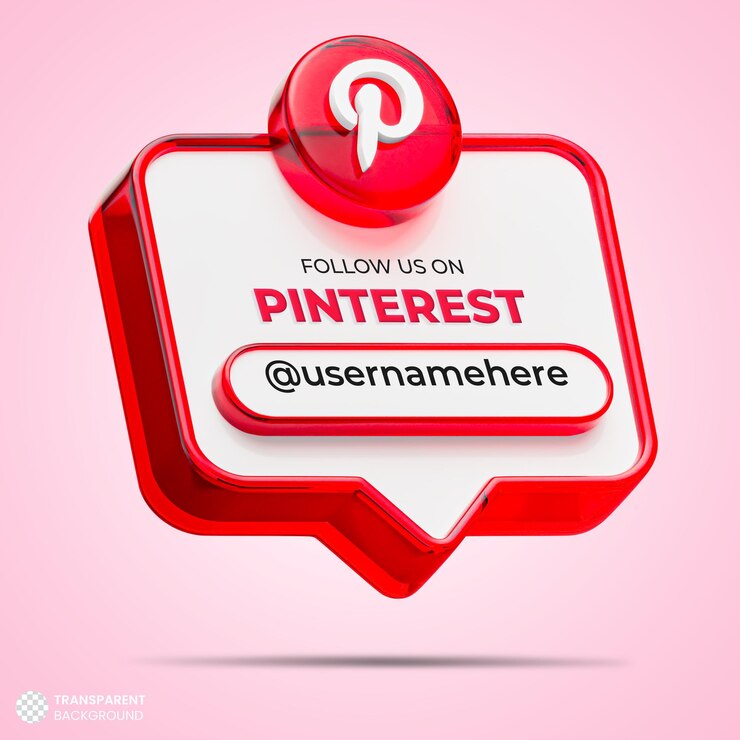 Бесплатный PSD следуйте за нами в социальных сетях pinterest 3d render banner