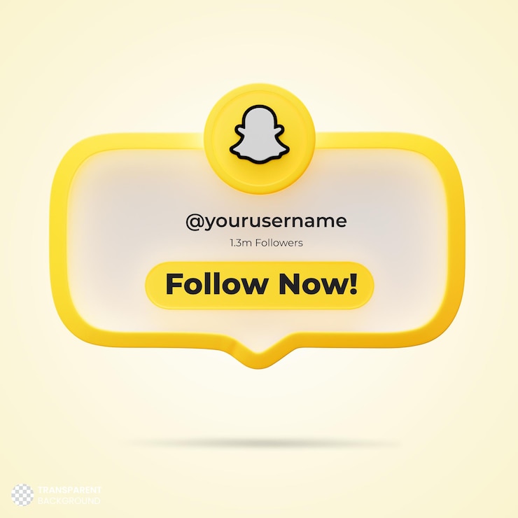 Free PSD follow us on snapchat social media 3d render banner