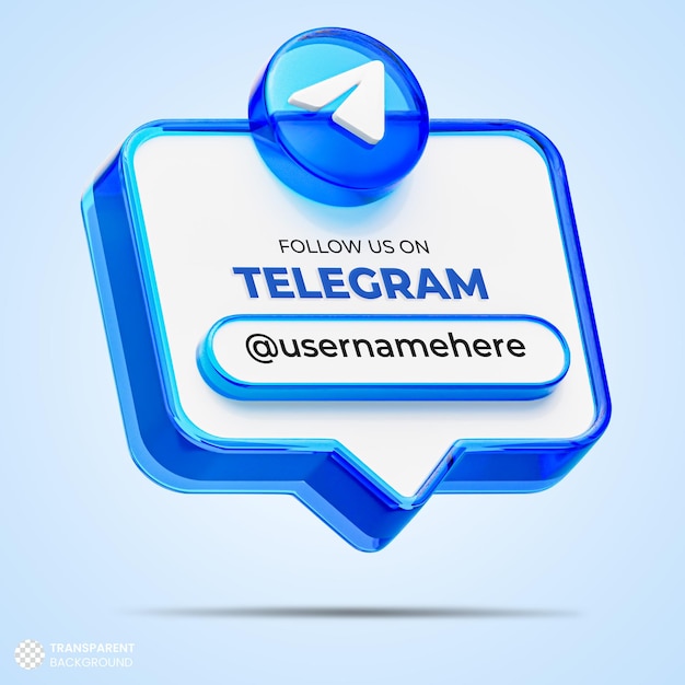 Follow us on telegram social media 3d render banner