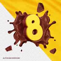 Бесплатный PSD Шрифт hore алфавит 3d номер 8 желтый с шоколадом