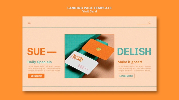 Free PSD food bistro landing page template with visit card