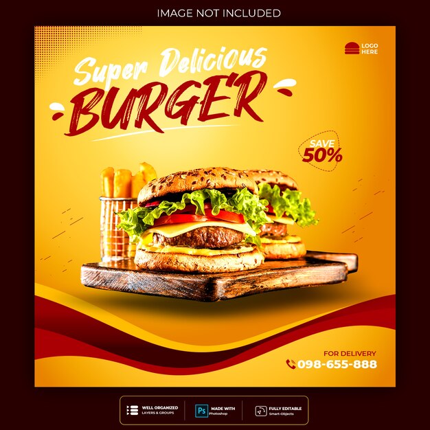 Food burger social media instagram post banner
