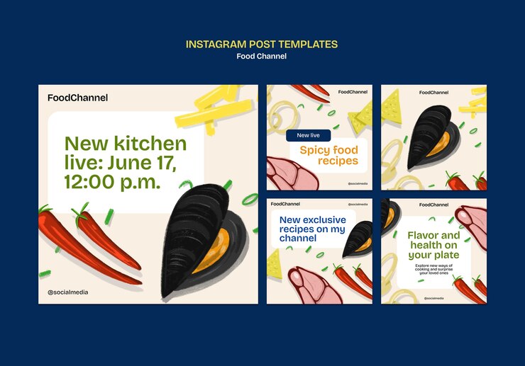免費 PSD 食物頻道的 instagram 帖子