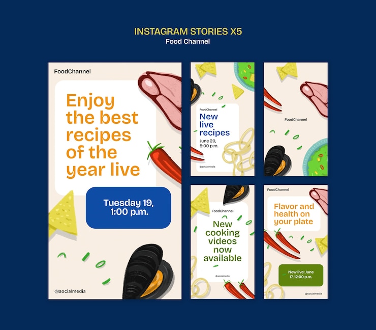 免費 PSD 食物頻道的 instagram 故事