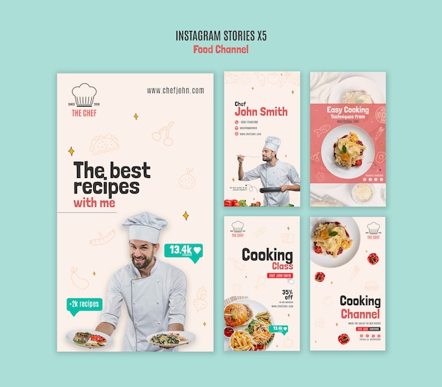 Free PSD food channel instagram stories