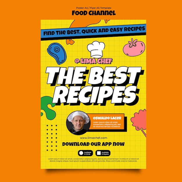 Free PSD food channel poster template