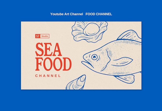 Free PSD food channel youtube channel art