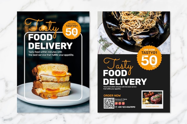 Free PSD food delivery poster template psd set