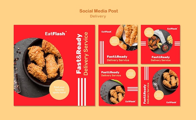 Food delivery social media posts Premium Psd