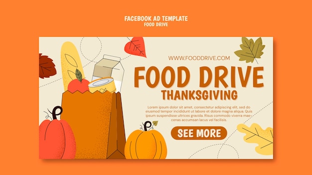 Бесплатный PSD Шаблон facebook для мероприятия food drive