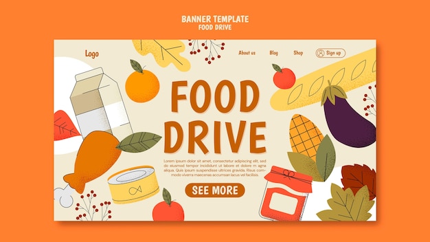 Free PSD food drive event landing page template