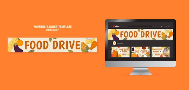 Бесплатный PSD Баннер на youtube мероприятия food drive