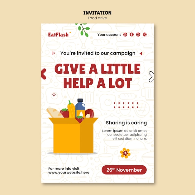 Free PSD food drive template design