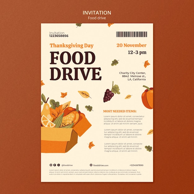 Free PSD food drive template design