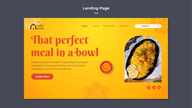 Food landing page design template