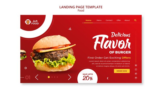 Food landing page design template