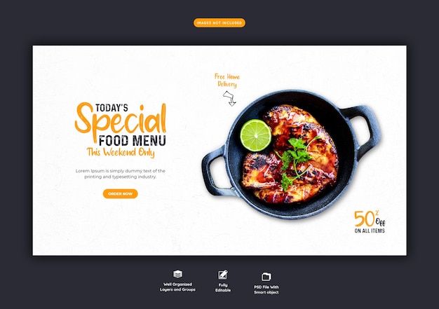 음식 메뉴 및 레스토랑 웹 배너 서식 파일