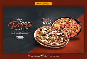 Free PSD food menu and delicious pizza web banner template