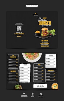 Food menu and restaurant bifold brochure template