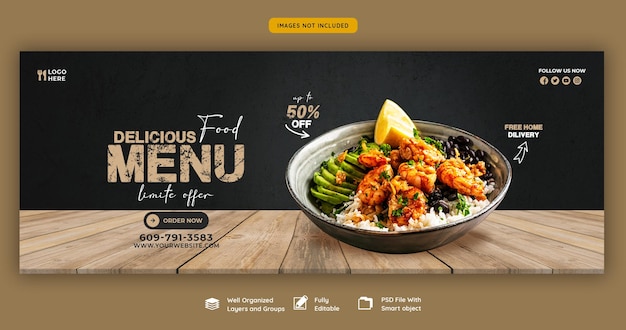 Free PSD food menu and restaurant facebook cover template