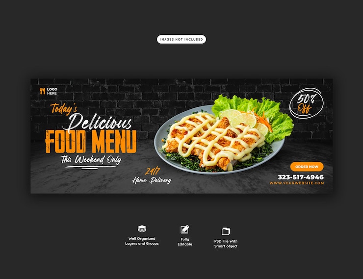 Free PSD food menu and restaurant facebook cover template