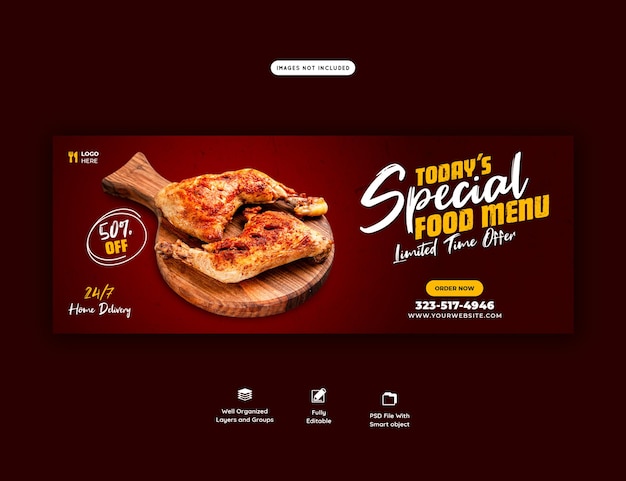 Free PSD food menu and restaurant facebook cover template