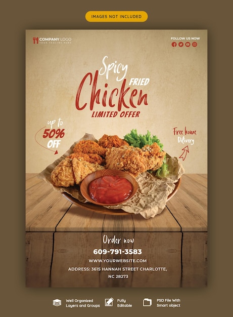 Free PSD food menu and restaurant flyer template