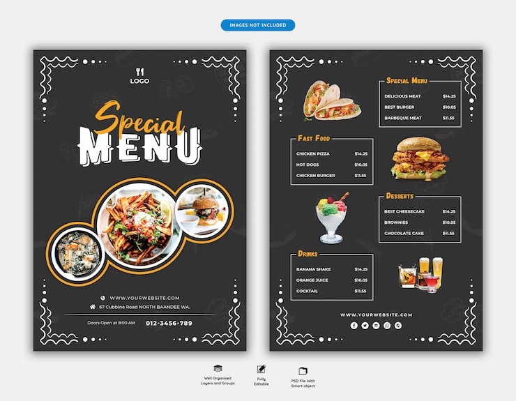  Food menu and restaurant flyer template Premium Psd