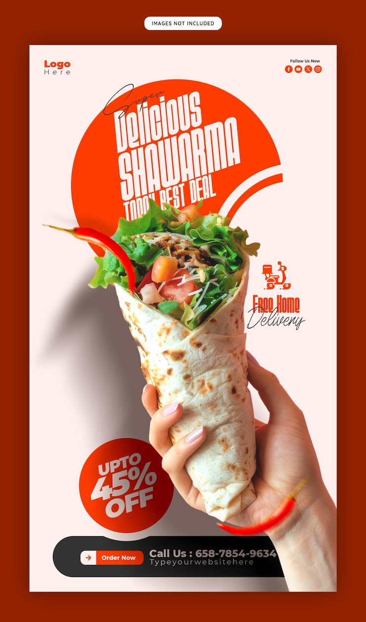 Free PSD food menu and restaurant instagram and facebook story template