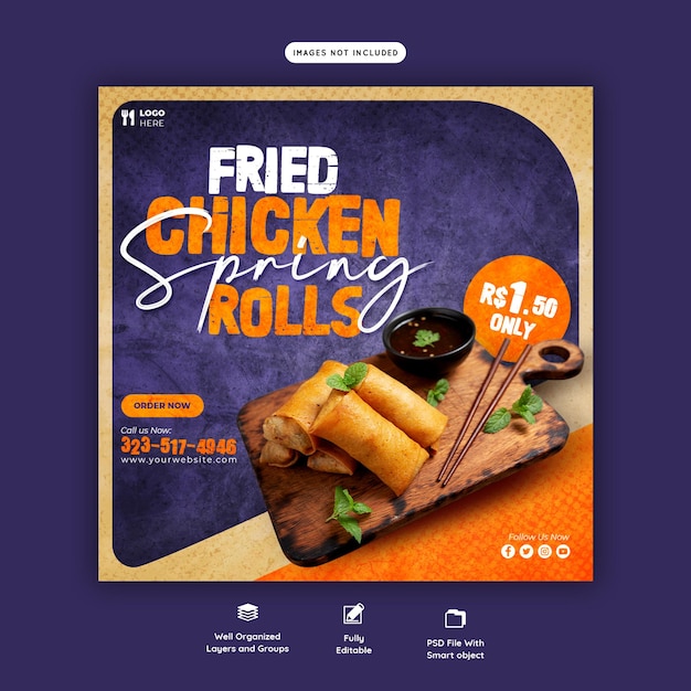 Free PSD food menu and restaurant social media banner template