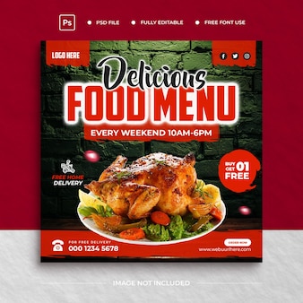 Food menu and restaurant social media banner template