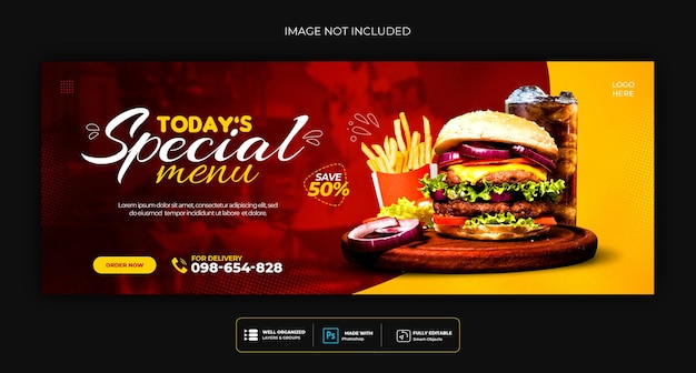 Free PSD food menu and restaurant social media cover template