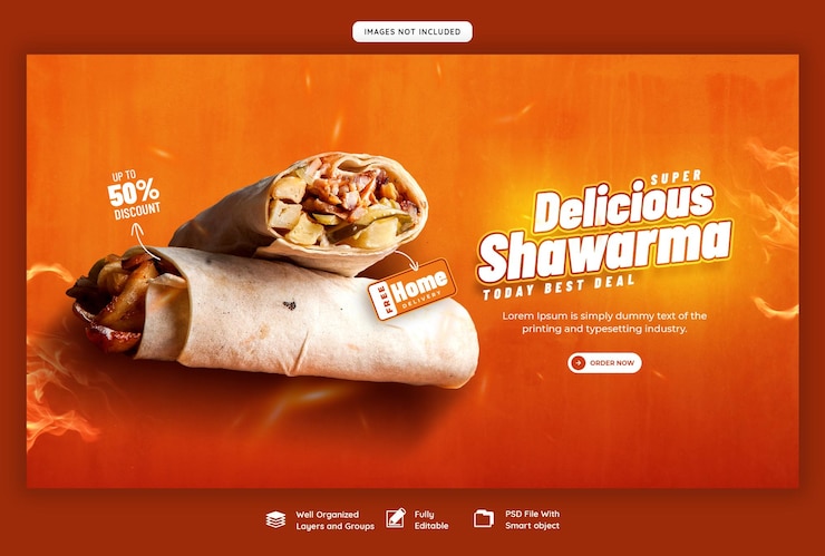 Free PSD food menu and restaurant web banner template