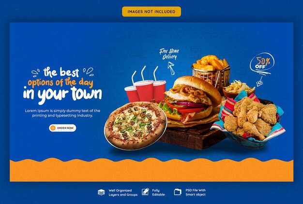 food menu and restaurant web banner template