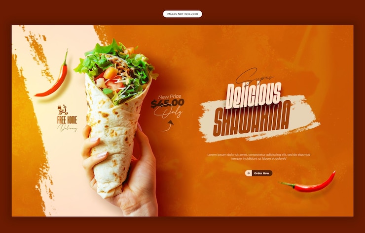 Free PSD food menu and restaurant web banner template