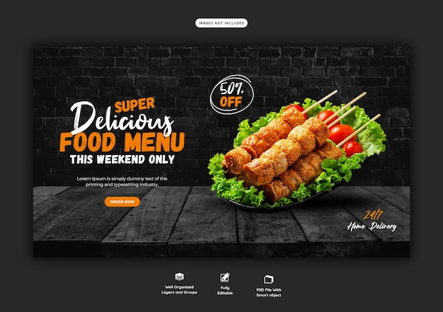 PSD gratuito menu di cibo e modello di banner web del ristorante