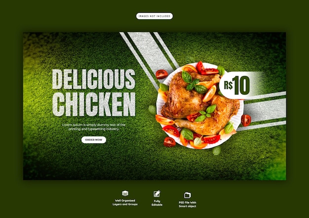 Free PSD food menu and restaurant web banner template