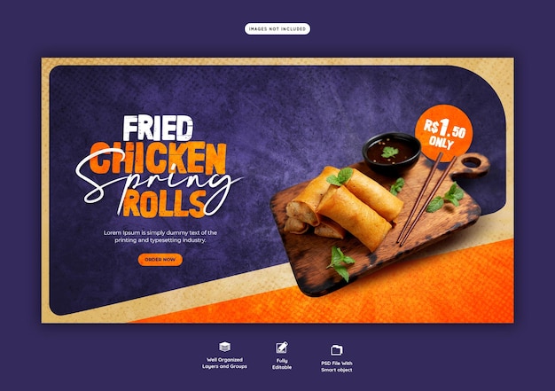 PSD gratuito menu di cibo e modello di banner web ristorante