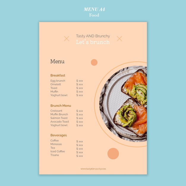 PSD gratuito disegno del modello di menu di cibo