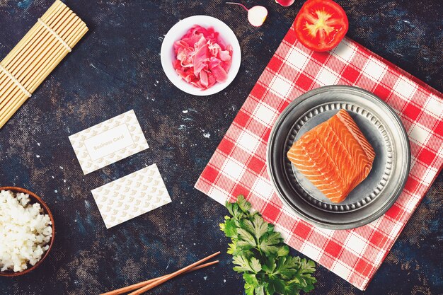 Download Spiral notepad mockup with japanese food mockup | Free PSD ...