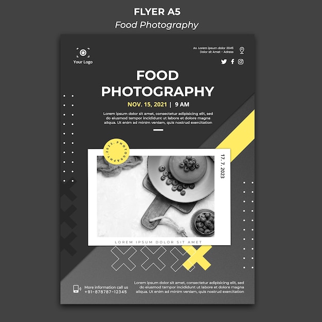 Free PSD food photography template flyer