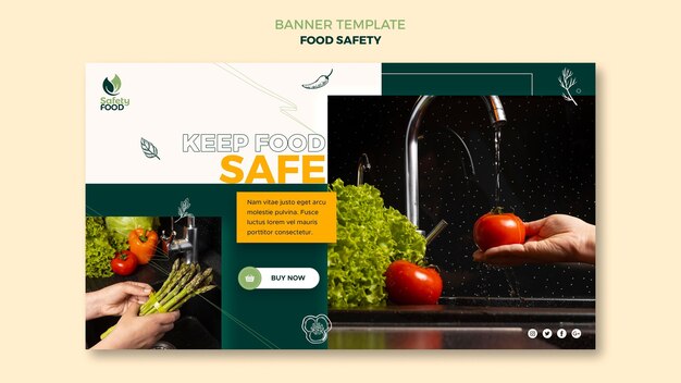 Бесплатный PSD Шаблон дизайна баннера безопасности пищевых продуктов