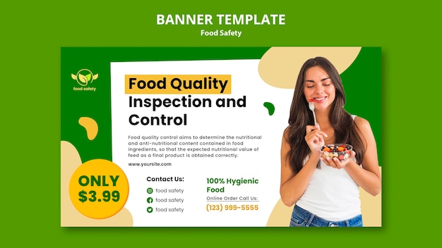 Бесплатный PSD Горизонтальный баннер безопасности пищевых продуктов